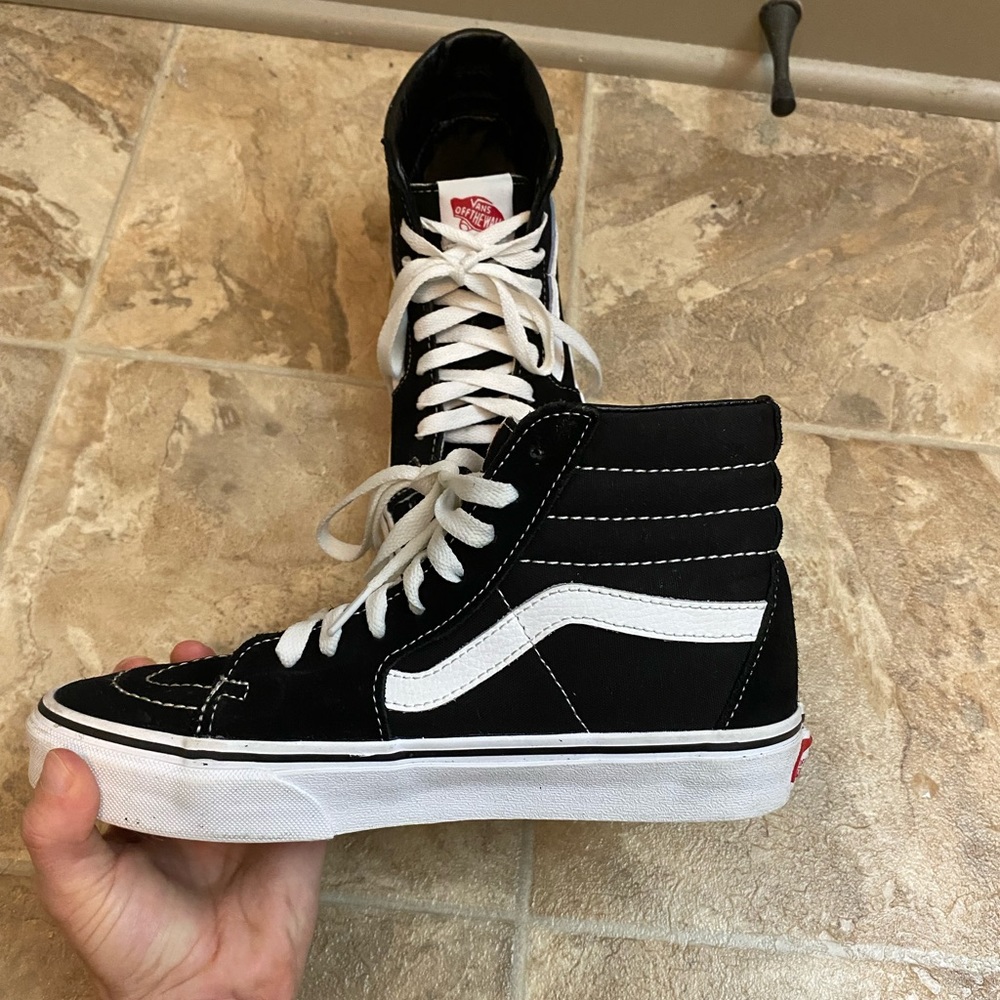 Vans Sk8 Hi Top Canvas Black and White Shoes